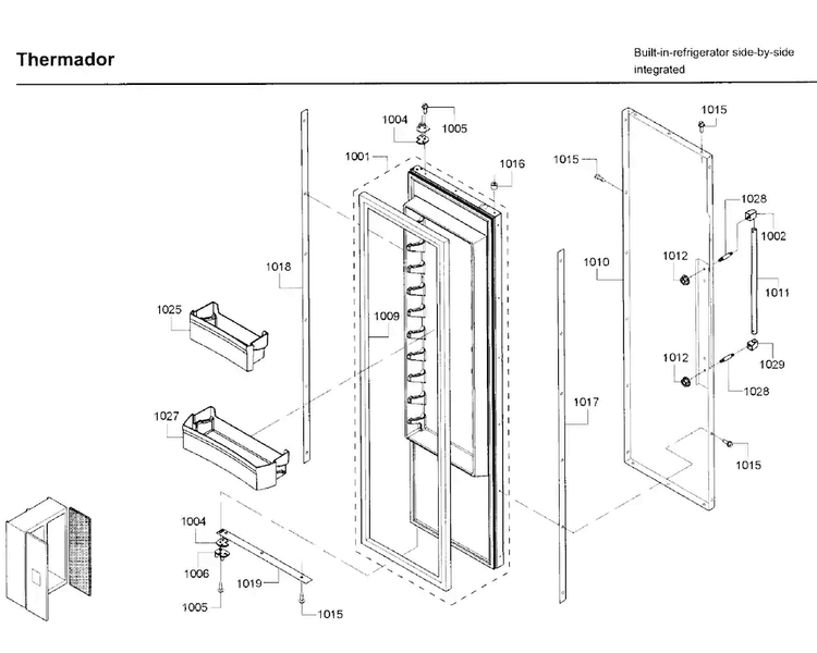 Door Asy 1 Diagram and Parts List for T42BD820NS 10 Thermador Refrigerator