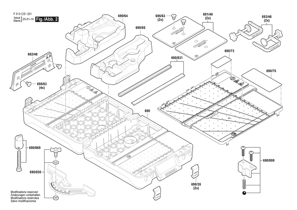 Section 2 Diagram and Parts List for CS12V1 F013CS1201 Bosch Circular Saw