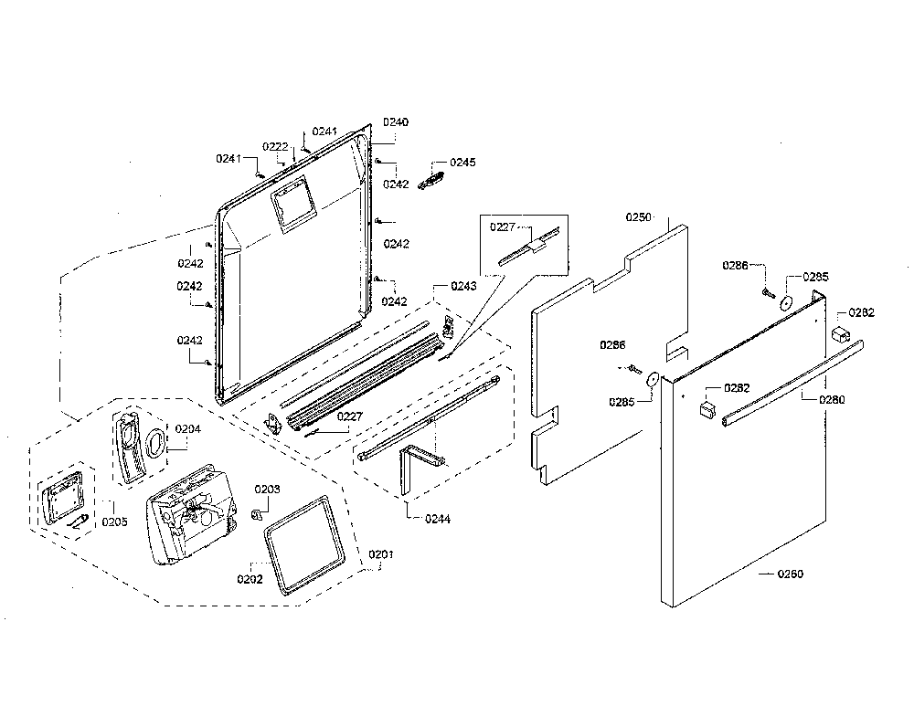 Door/dispenser Diagram and Parts List for SHX863WD5N 10 Bosch Dishwasher