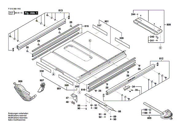 Bosch F0122891hu 1 Diagram and Parts List for F0122891HU  Bosch Table Saw