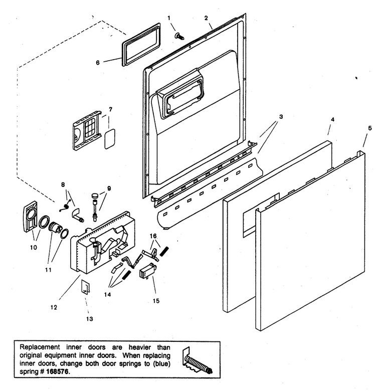 Door Assy Diagram and Parts List for SHU53E06UC 14 Bosch Dishwasher