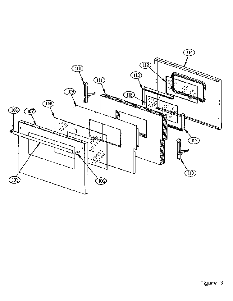 Door Diagram and Parts List for GCRG304  Thermador Range