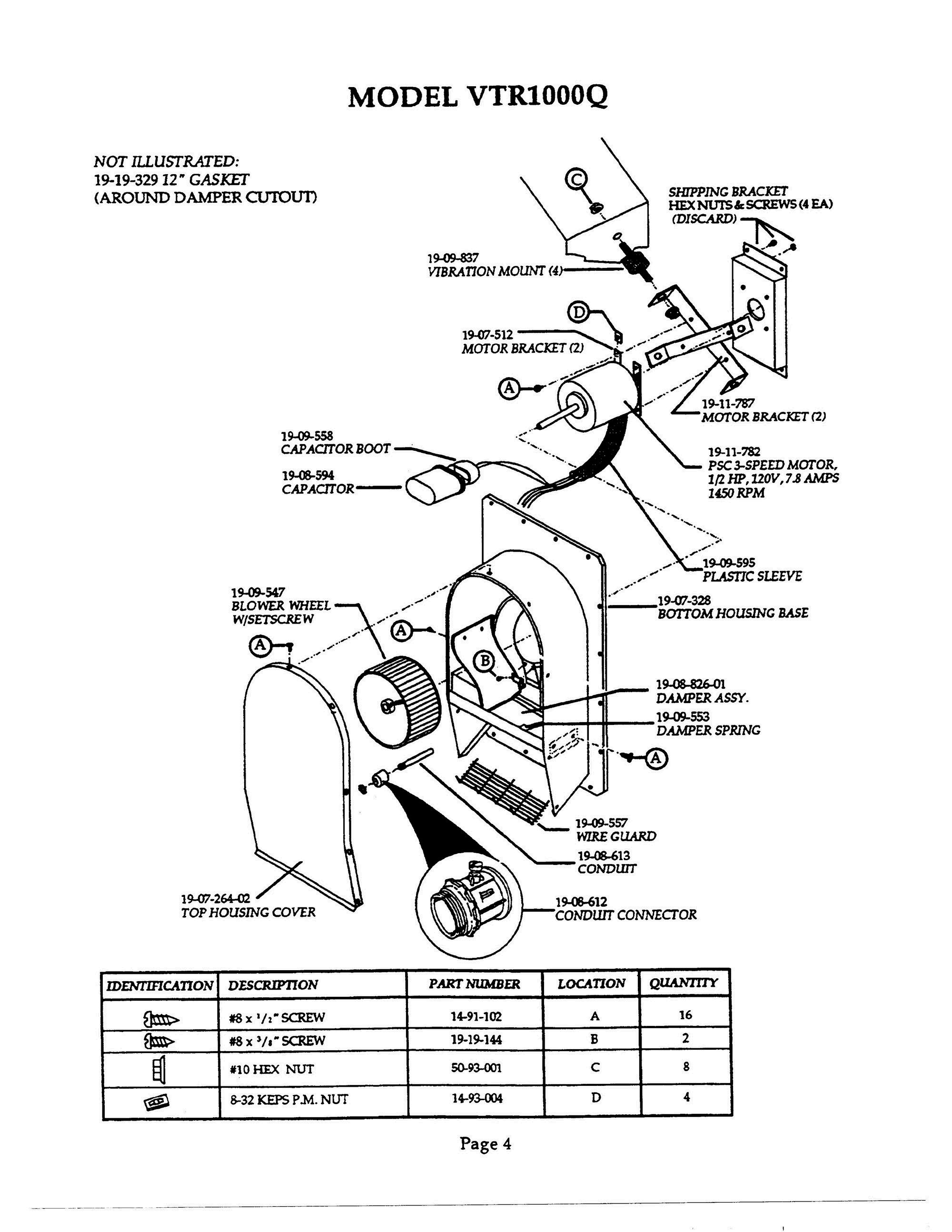 04 - MODEL VTR1000Q Diagram and Parts List for VTR1000Q  Bosch Range Hood