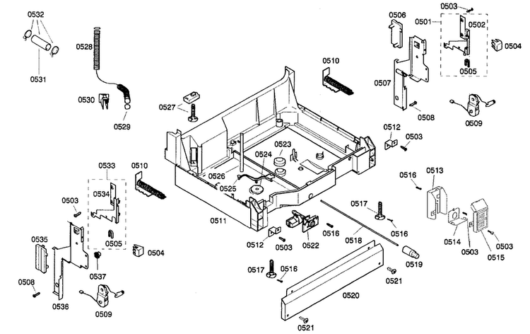 Base Assy Diagram and Parts List for SHX33A02UC 21 Bosch Dishwasher