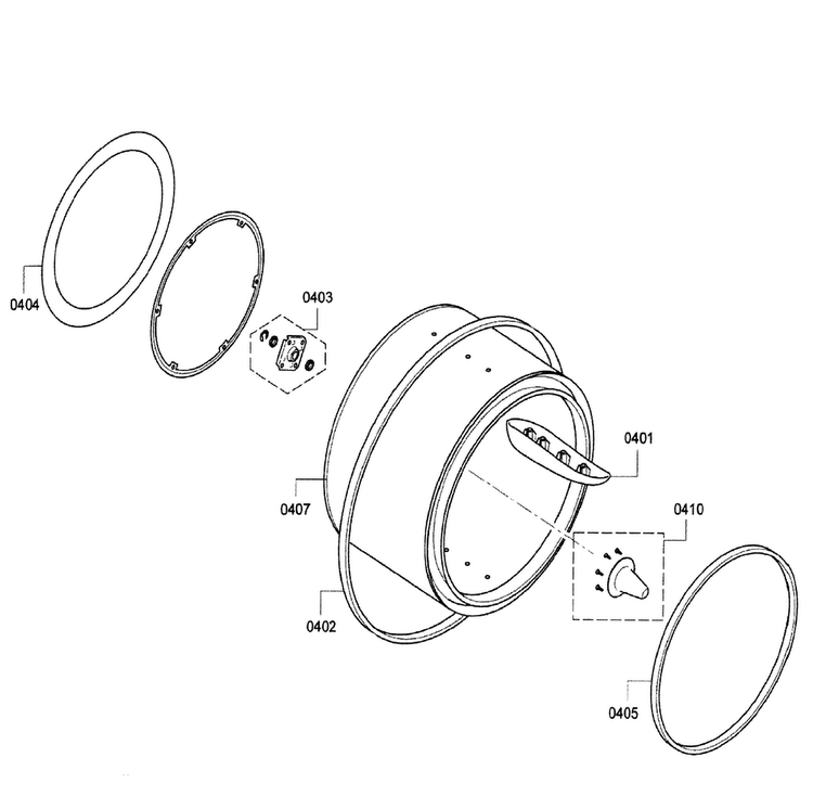 Drum Diagram and Parts List for WTB86200UC 07 Bosch Dryer