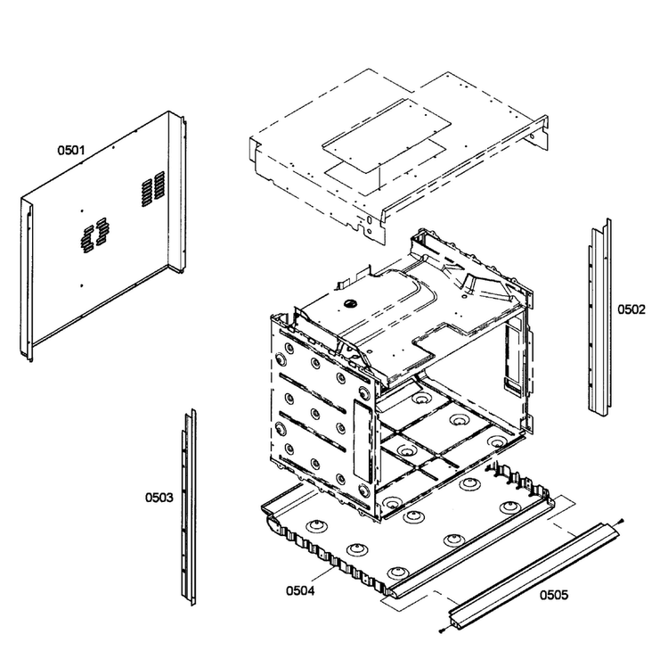 Cabinet Assy Diagram and Parts List for HBL5450UC 02 Bosch Wall Oven