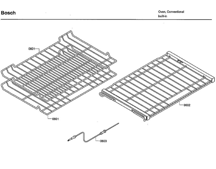 Rack Diagram and Parts List for HBL8451UC 02 Bosch Wall Oven