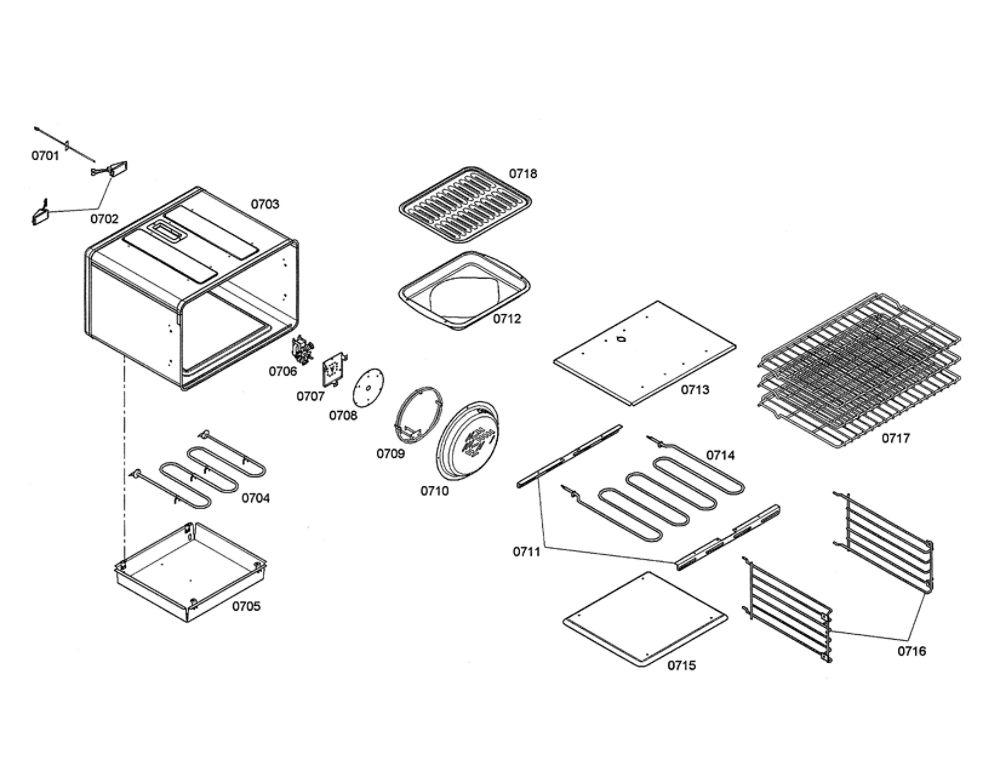 Racks/Elements/Burner Box Diagram and Parts List for PDR364GDZS 03 Thermador Range