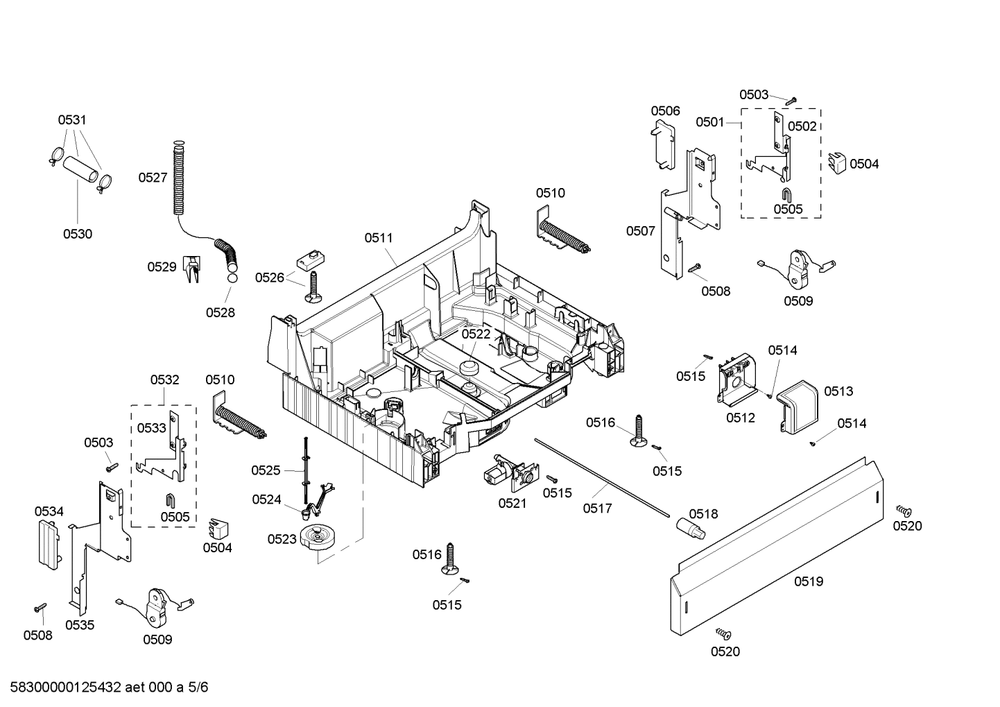 Diagram 5 Diagram and Parts List for SHE44C06UC-46  Bosch Dishwasher
