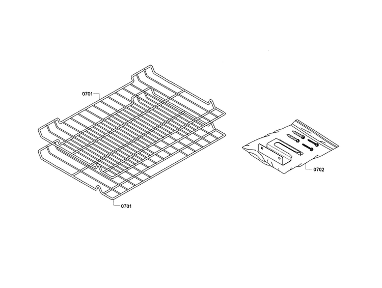 Rack Assy Diagram and Parts List for HEI8054U 01 Bosch Range