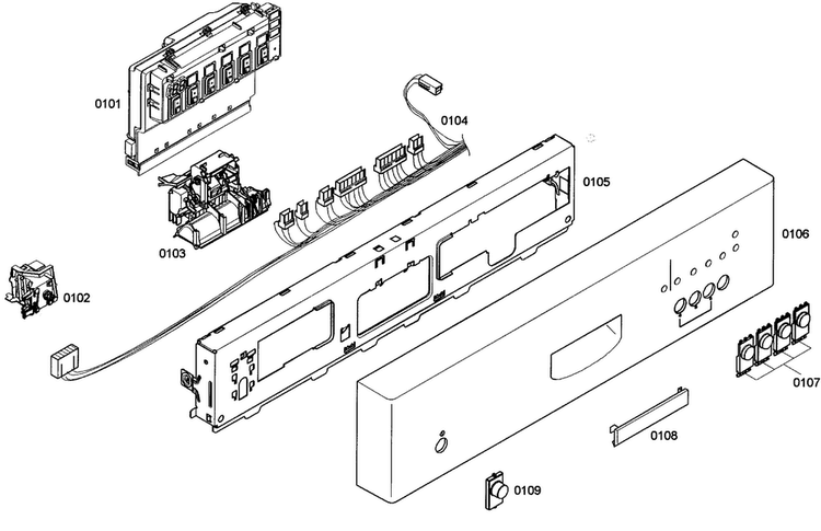 Control Panel Diagram and Parts List for SHE42L16UC 47 Bosch Dishwasher
