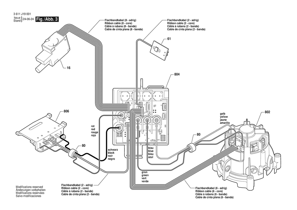 Section 3 Diagram and Parts List for 3611J19011  Bosch Hammer Drill