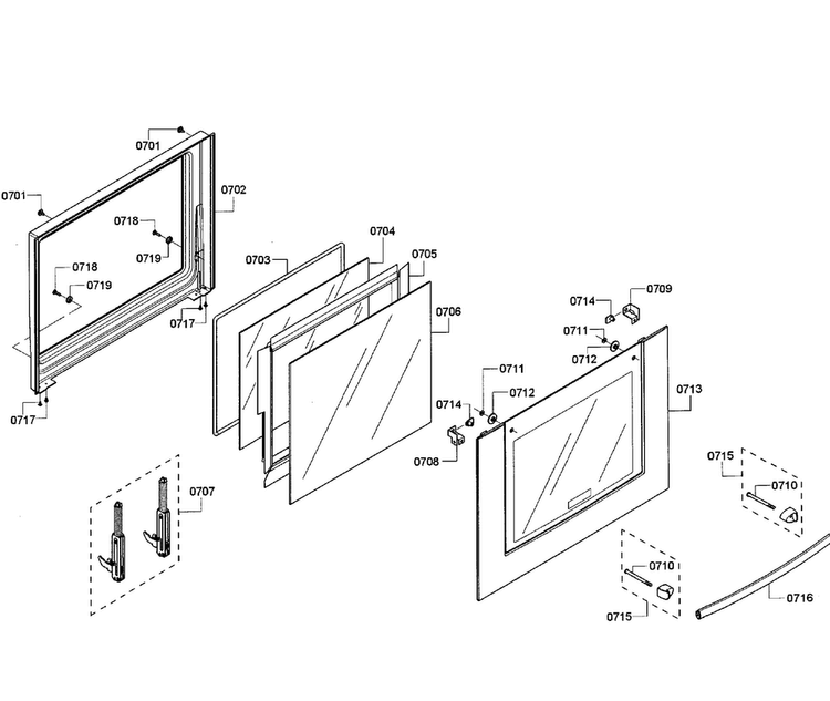 Lower Door Assy Diagram and Parts List for HBL8650UC 09 Bosch Wall Oven