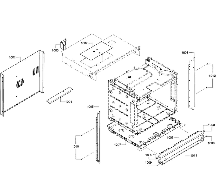 Oven Cabinet Diagram and Parts List for HBL5760UC 08 Bosch Microwave