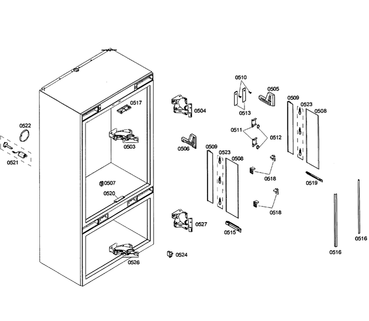 Cabinet Diagram and Parts List for T36IT71NNP 09 Thermador Refrigerator