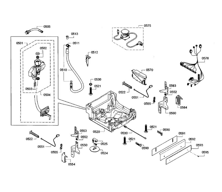 Base Section Diagram and Parts List for SPE68U55UC 33 Bosch Dishwasher