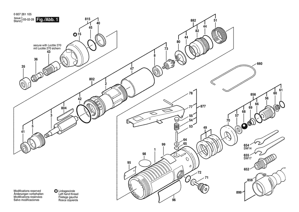 Section 1 Diagram and Parts List for 0607261105  Bosch Sander Grinder