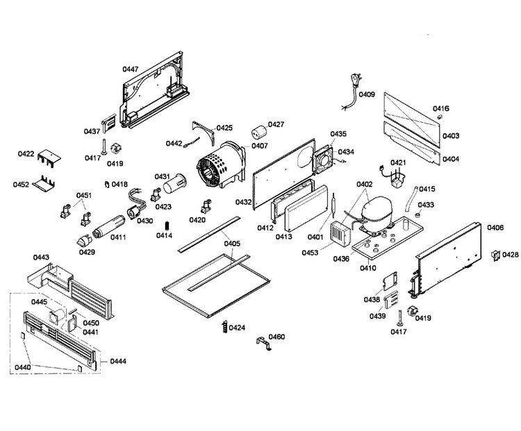 Compressor Diagram and Parts List for T18ID80NLP 28 Thermador Freezer