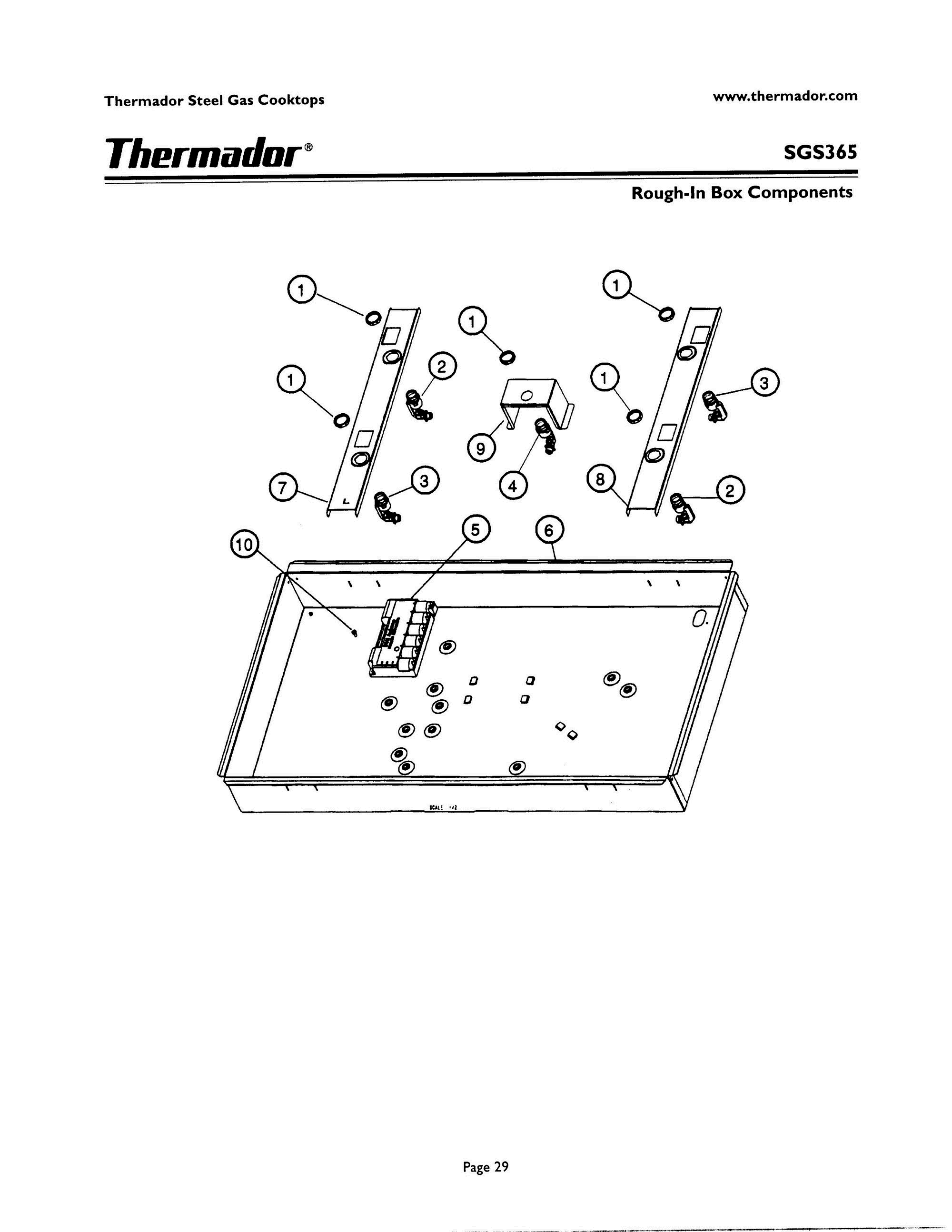 28 - ROUGH-IN BOX COMPONENTS Diagram and Parts List for SGS365ZB  Bosch Range