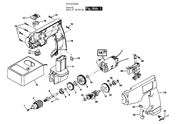 Bosch Hd2735type4 (F012273599) Diagram and Parts List for HD2735 (TYPE 4)(F012273599) Bosch Hammer Drill