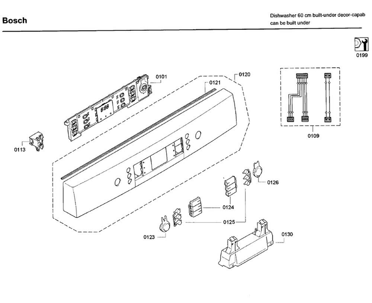 Control Panel Diagram and Parts List for SGE68U55UC C6 Bosch Dishwasher
