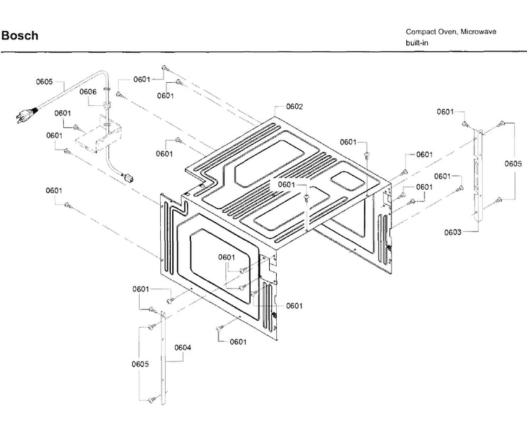 Housing Diagram and Parts List for HMD8053UC 01 Bosch Microwave