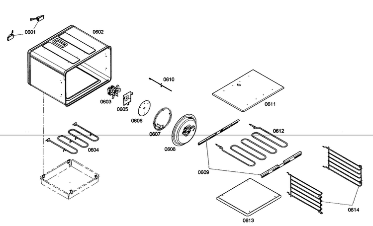 Oven Diagram and Parts List for PRD304EG 02 Thermador Range