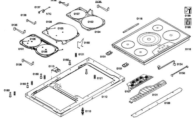 Panel Assy Diagram and Parts List for CIT365GB-02  Thermador Cooktop