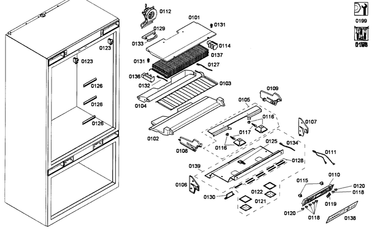 Refrig Parts Diagram and Parts List for T36BT71FS 08 Thermador Refrigerator
