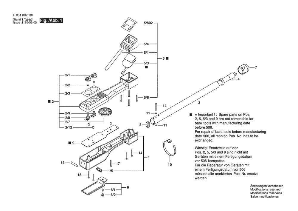 Section 1 Diagram and Parts List for 19-550 F034K82104 Bosch Miscellaneous