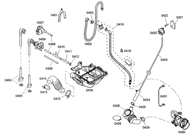 Dispenser Assy/pump Assy Diagram and Parts List for WFMC530SUC 13 Bosch Washer