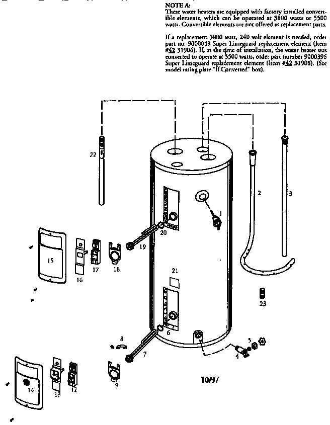 Replacement Parts Diagram and Parts List for 153314372  Kenmore Water Heater