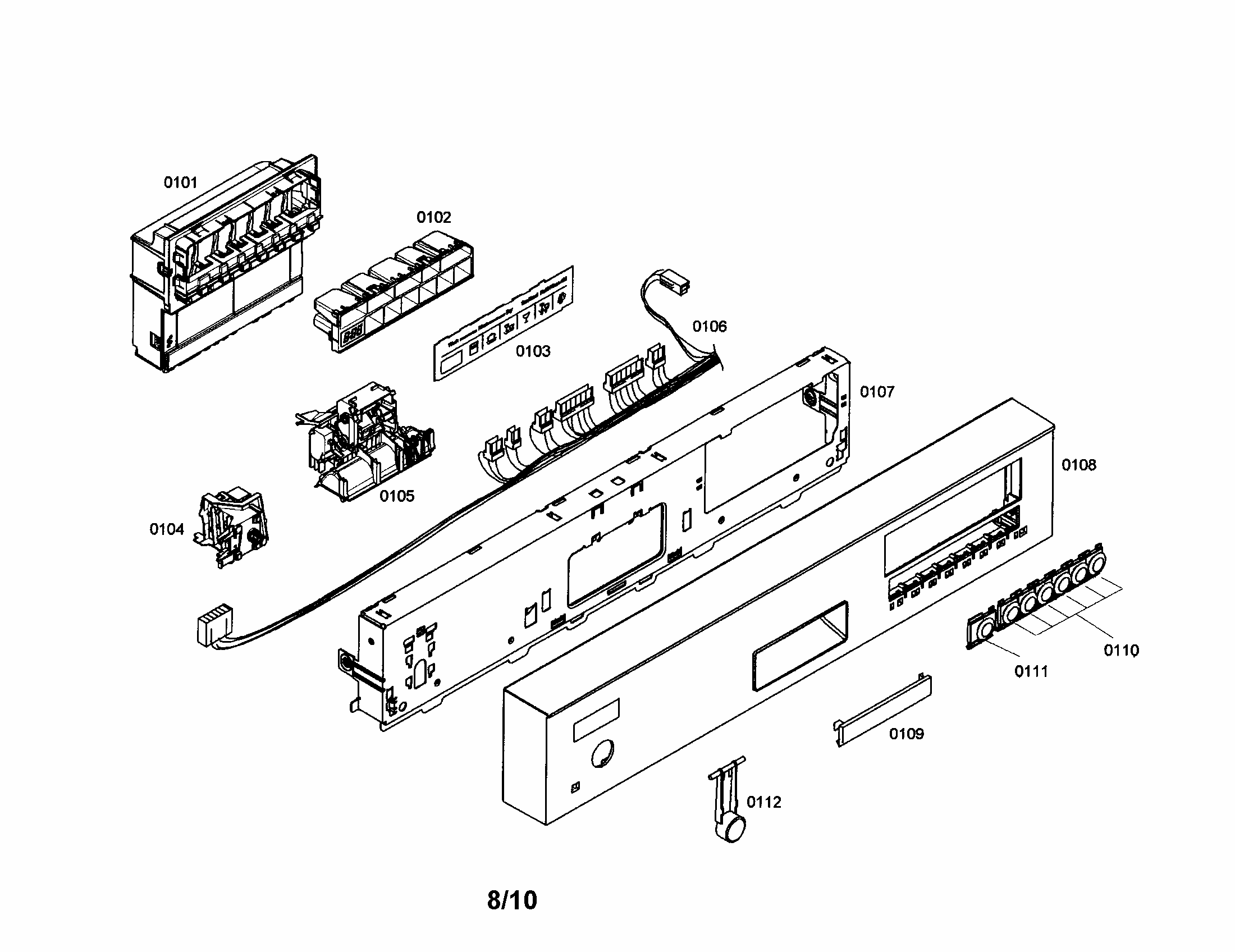 Control Module/fascia Panel Diagram and Parts List for S35KMK17UC 27 Bosch Dishwasher