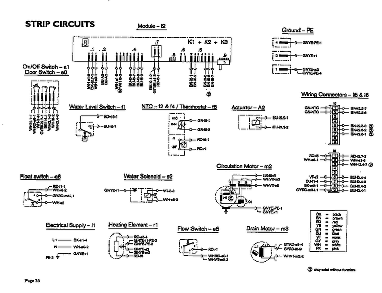Strip Circuits Diagram and Parts List for DW246US  Thermador Dishwasher