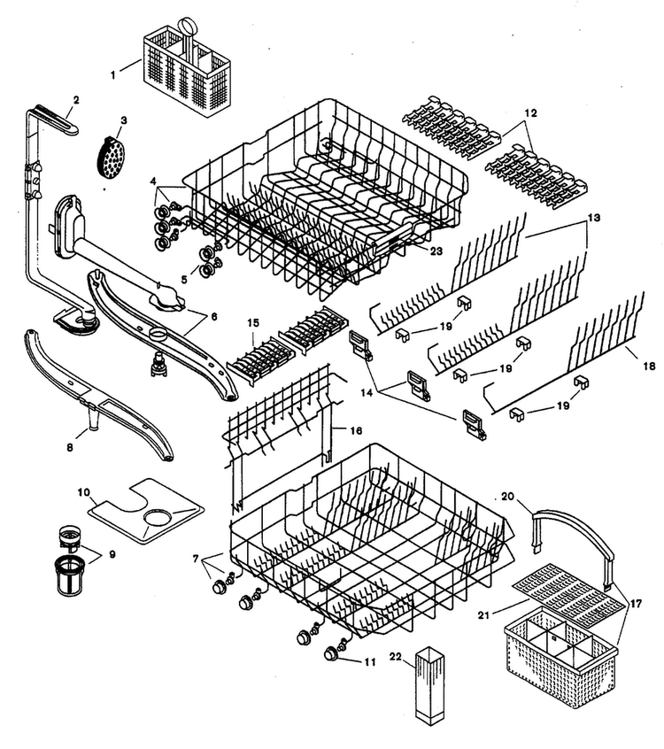 Racks Diagram and Parts List for SHU6802UC 12 Bosch Dishwasher