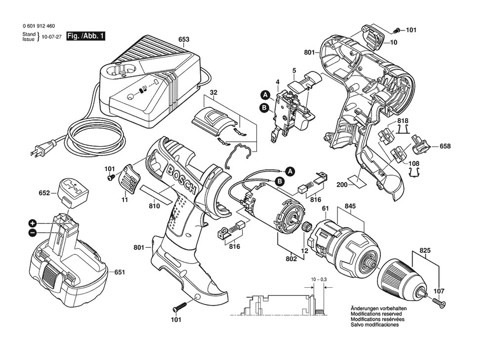 Section 1 Diagram and Parts List for 0601912460  Bosch Screwdriver