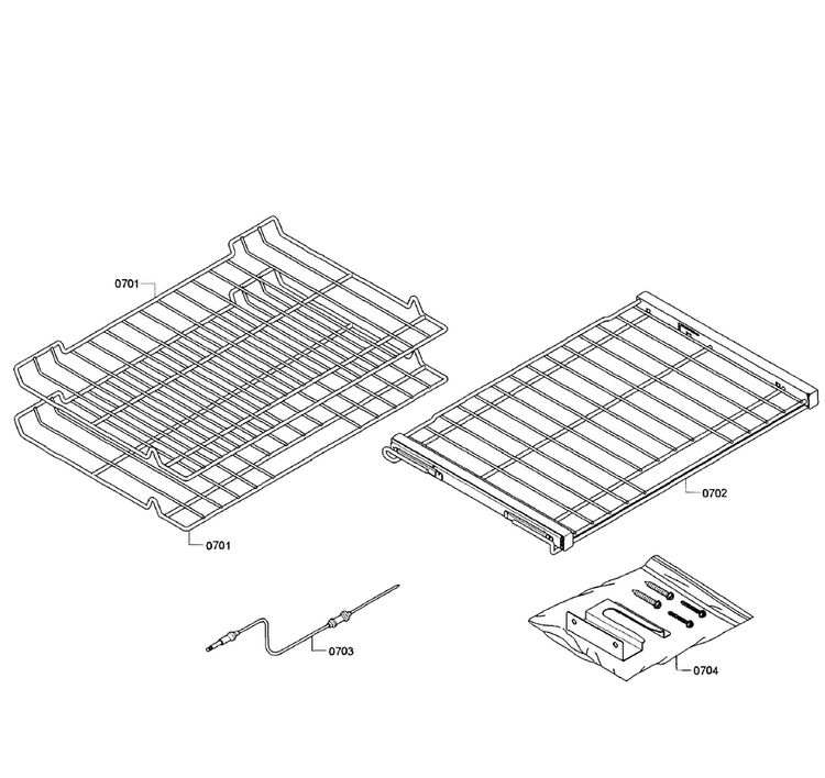 Rack Assy Diagram and Parts List for HEIP054U 01 Bosch Range