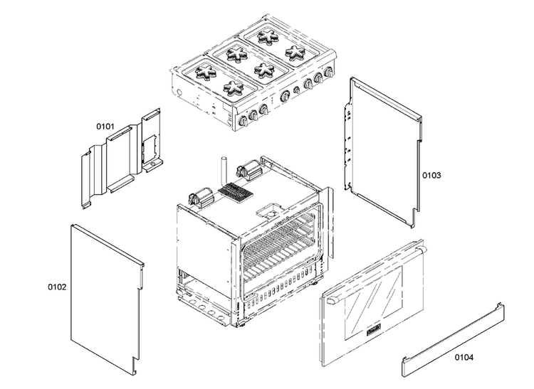Main Assy Diagram and Parts List for PRD366EHC 06 Thermador Range