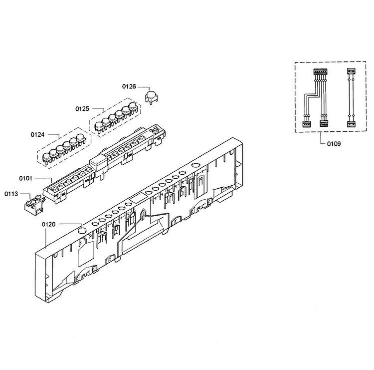 Control Panel Diagram and Parts List for SGV63E03UC 01 Bosch Dishwasher