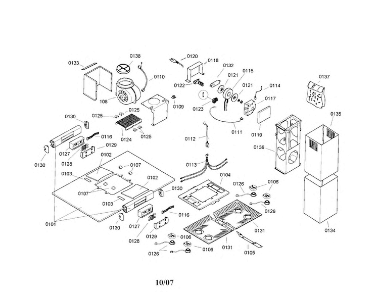 Vent Hood Diagram and Parts List for DIE165RUC 01 Bosch Range Hood