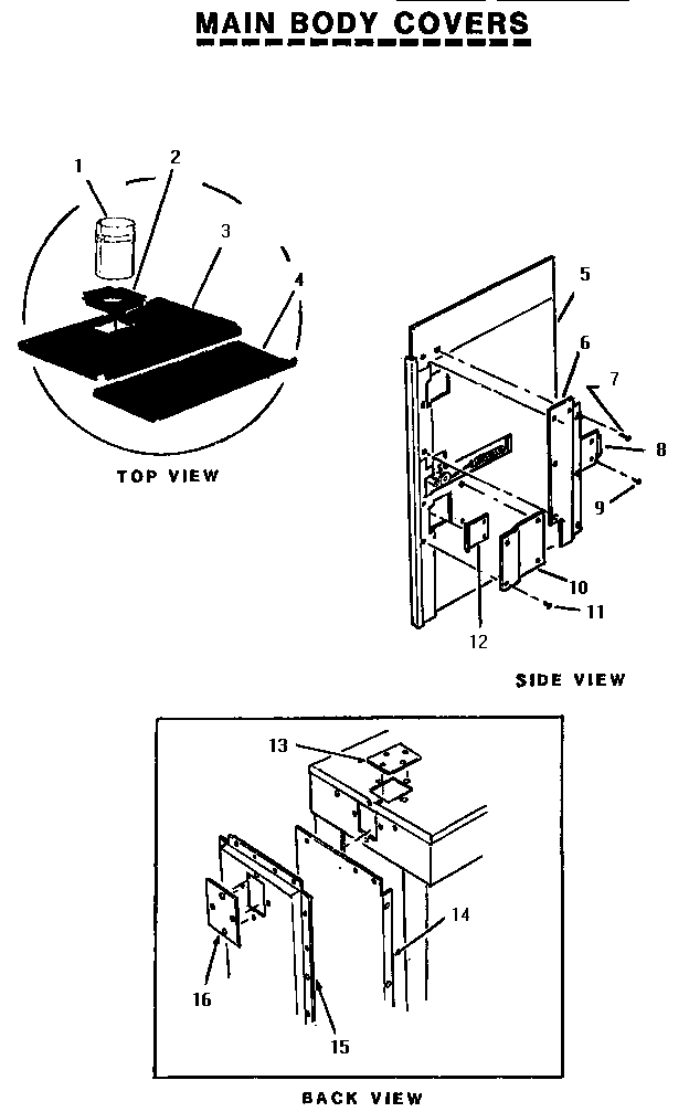 Main Body Covers Diagram and Parts List for MSC224S  Thermador Range