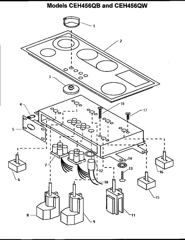 Models Ceh456qb And Ceh456qw Diagram and Parts List for CEH365Q  Thermador Cooktop