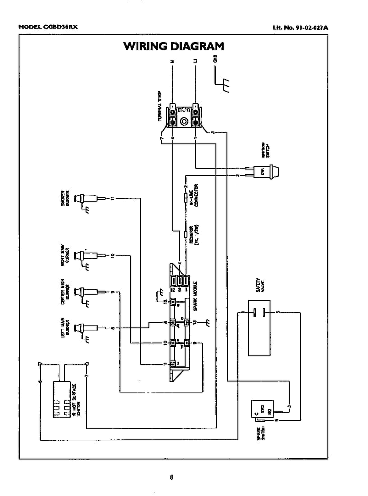 Wiring Diagram Diagram and Parts List for CGBD36RX  Thermador Grill