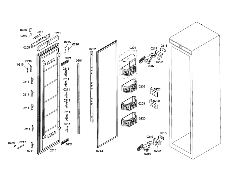 Refrigerator Door Diagram and Parts List for T24IR70PSS-01  Thermador Refrigerator