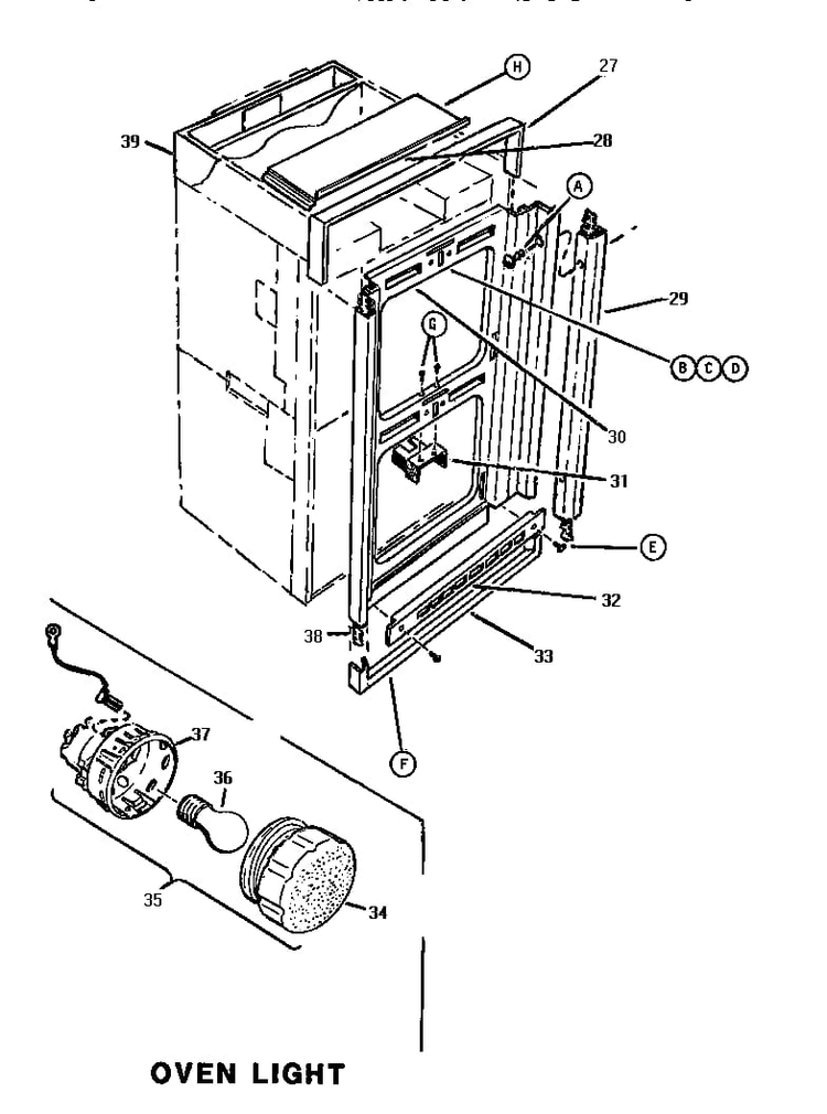 Front Frame And Cover Diagram and Parts List for CT227  Thermador Wall Oven