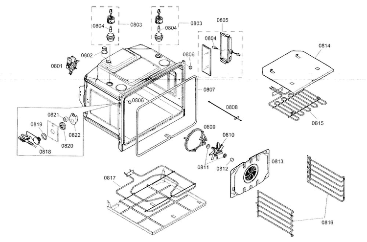 Oven Parts Diagram and Parts List for MEM301ES01  Thermador Microwave