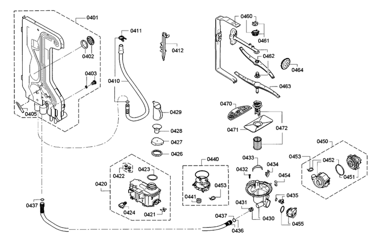 Pump Diagram and Parts List for SGX68U55UC A3 Bosch Dishwasher