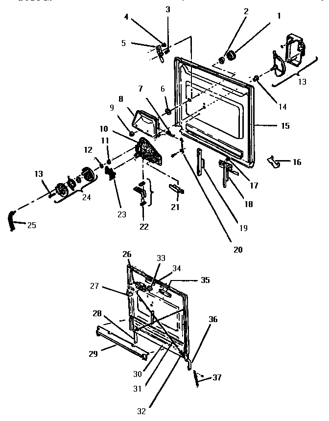 Door Diagram and Parts List for TD123  Thermador Dishwasher