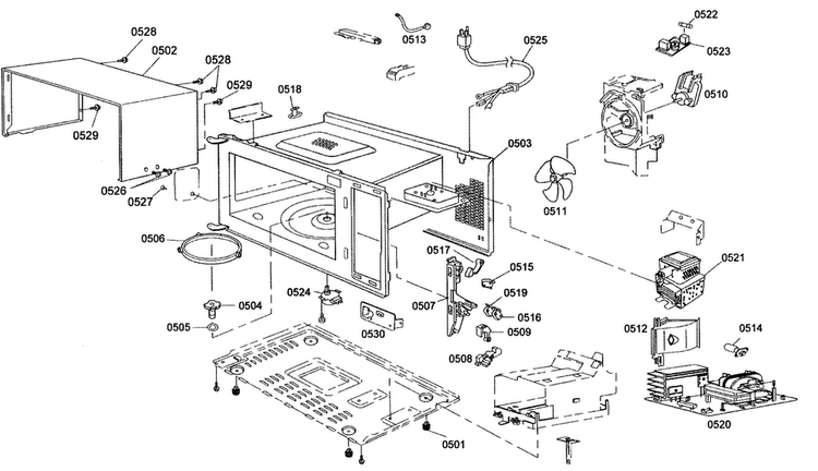 Microwave Diagram and Parts List for MEMW271ES01  Thermador Microwave
