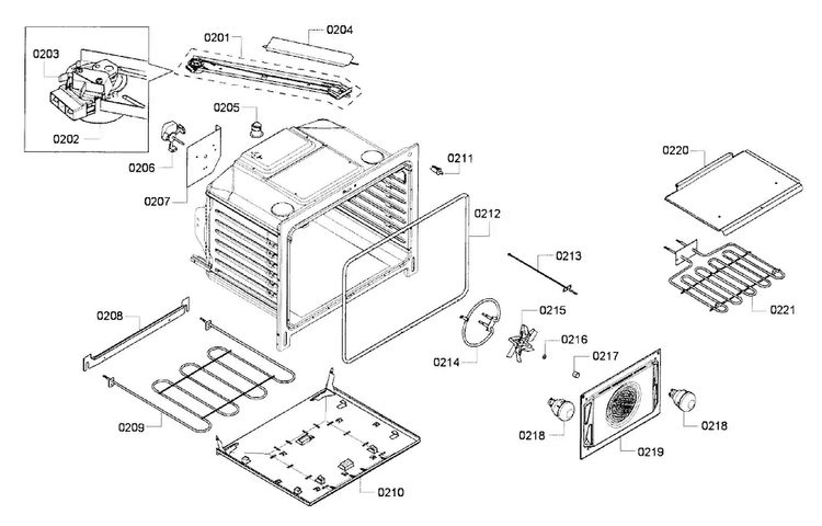 Cavity Diagram and Parts List for HEI7052U 06 Bosch Range